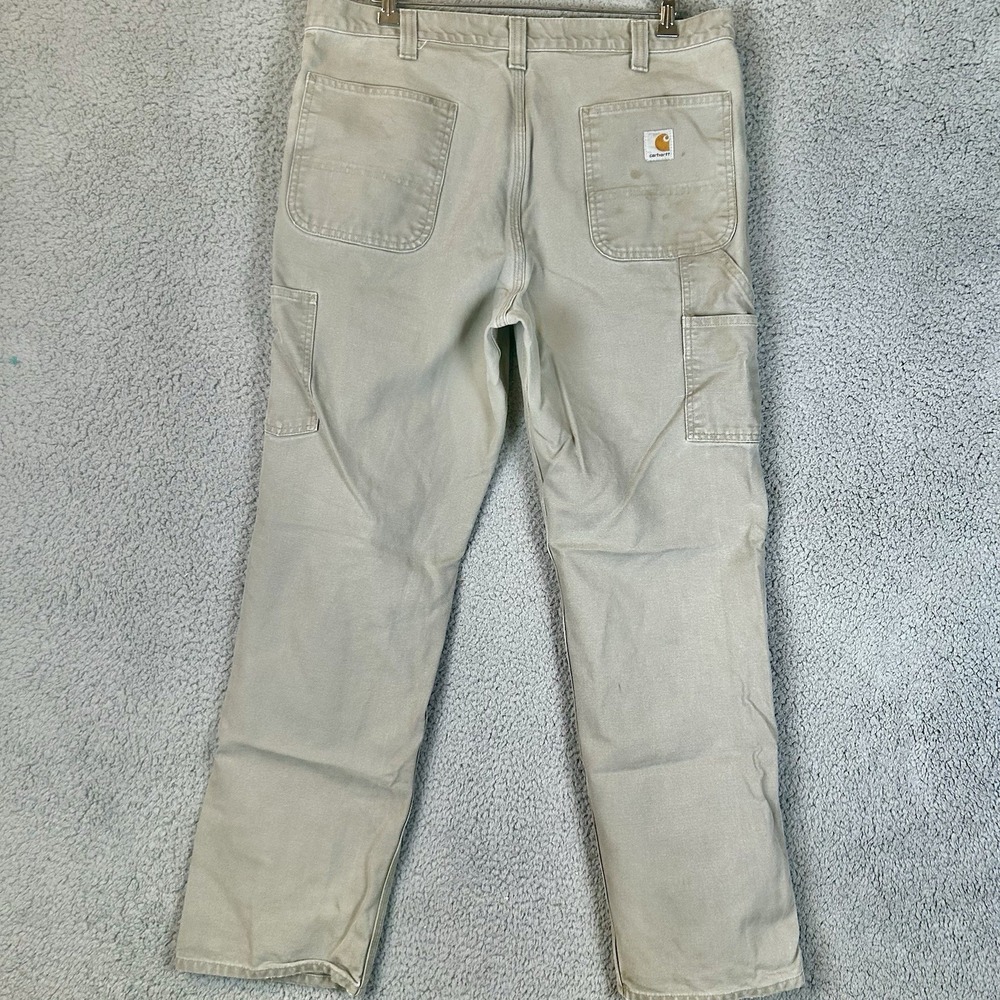 Carhartt‎ Men's Beige Carpenter Pants Relaxed Fit Size 36x32 Workwear Jeans
